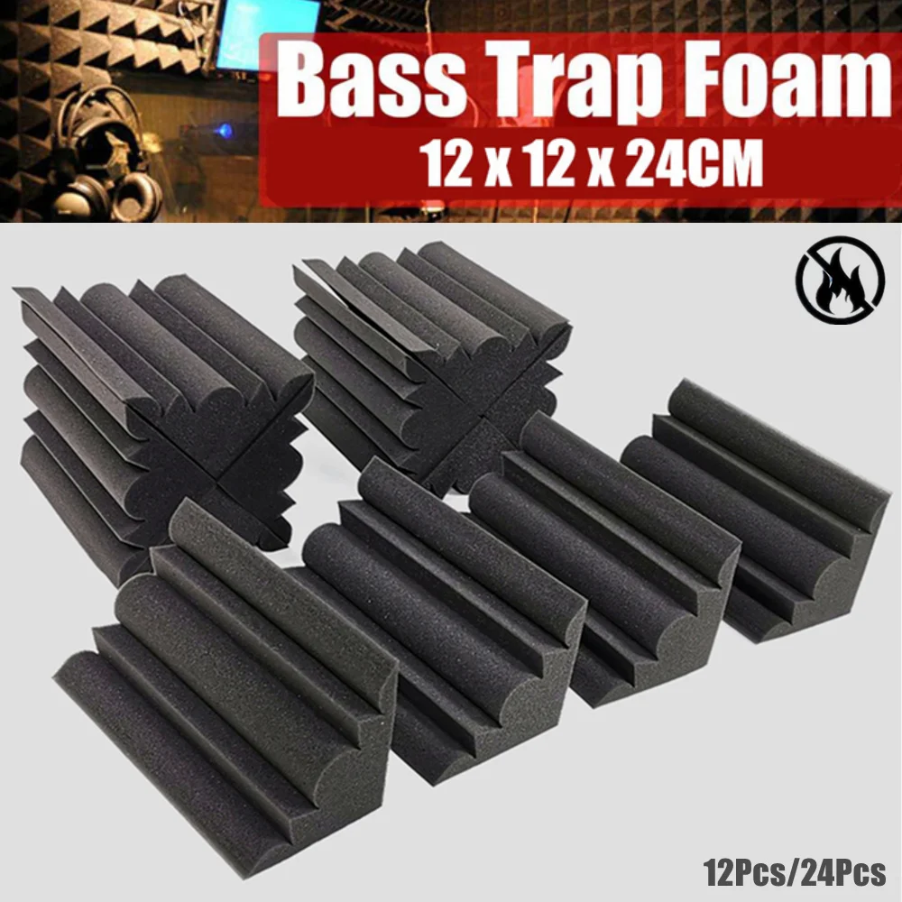 Studio Monitor Speaker - 12/24Pcs 12x12x24cm Bass Traps Acoustic Foam