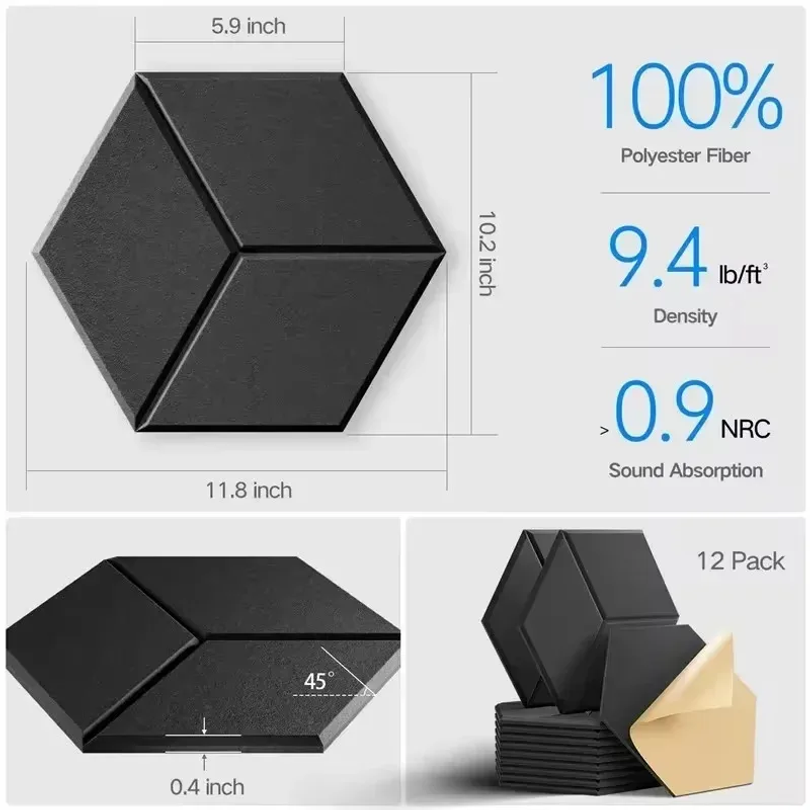 12 Pcs Self-Adhesive Hexagon S - Studio Monitor Speaker ulasan dan harga