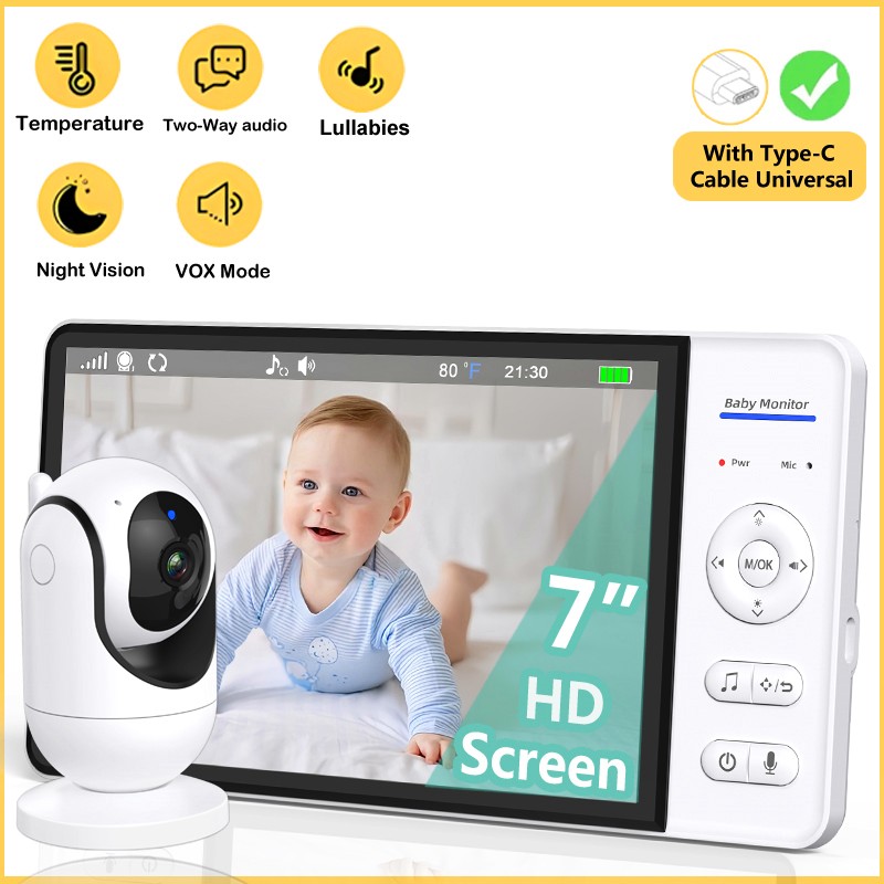 No WiFi 7 Inch Baby Monitor 2- - Audio Music For Video ulasan dan harga
