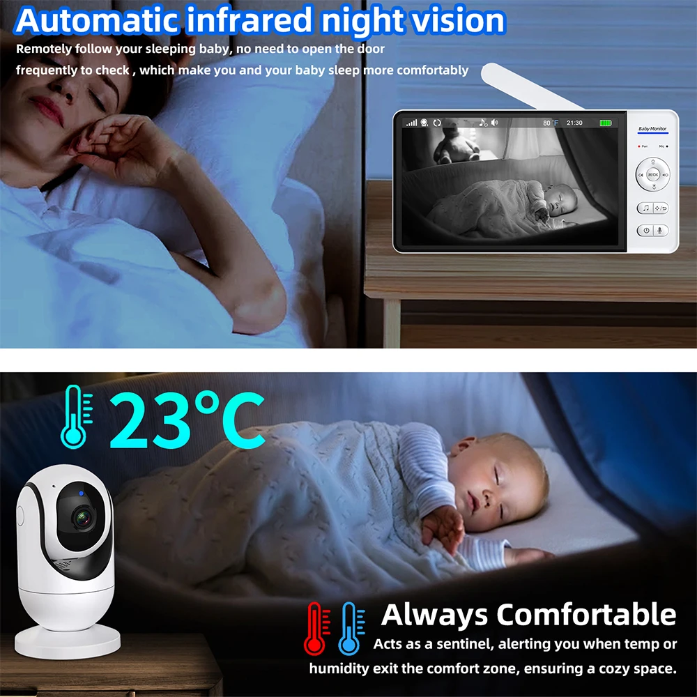 No WiFi 7 Inch Baby Monitor 2- - Audio Music For Video ulasan dan harga