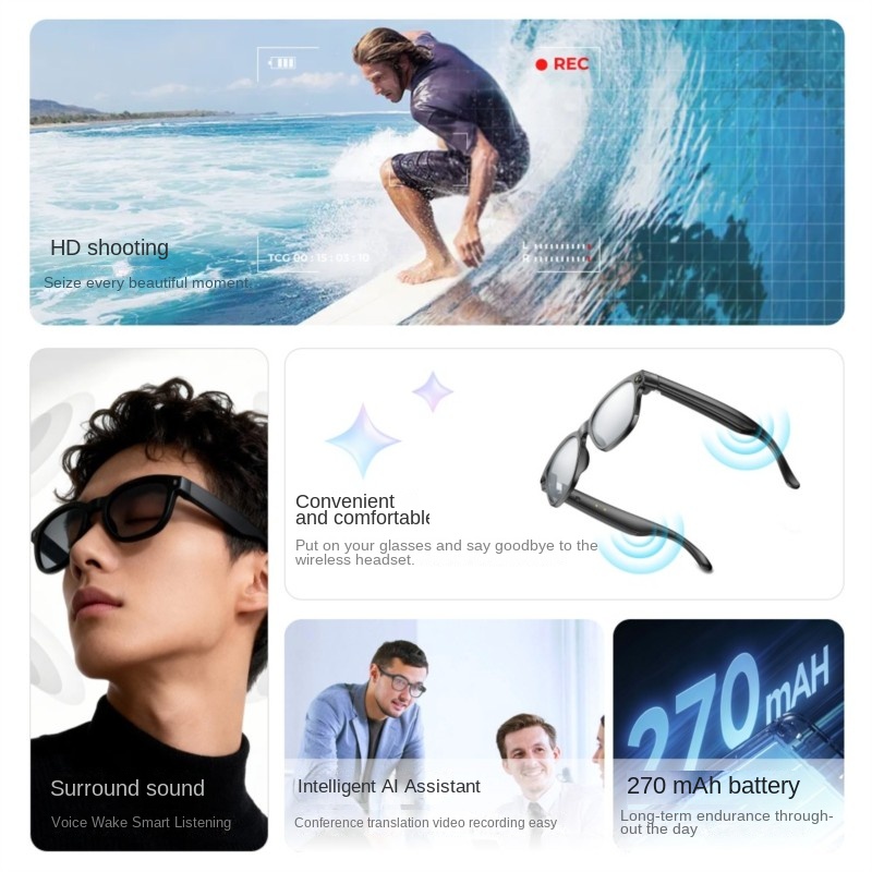 AI Smart Glasses 800W Camera M - Audio Music For Video ulasan dan harga