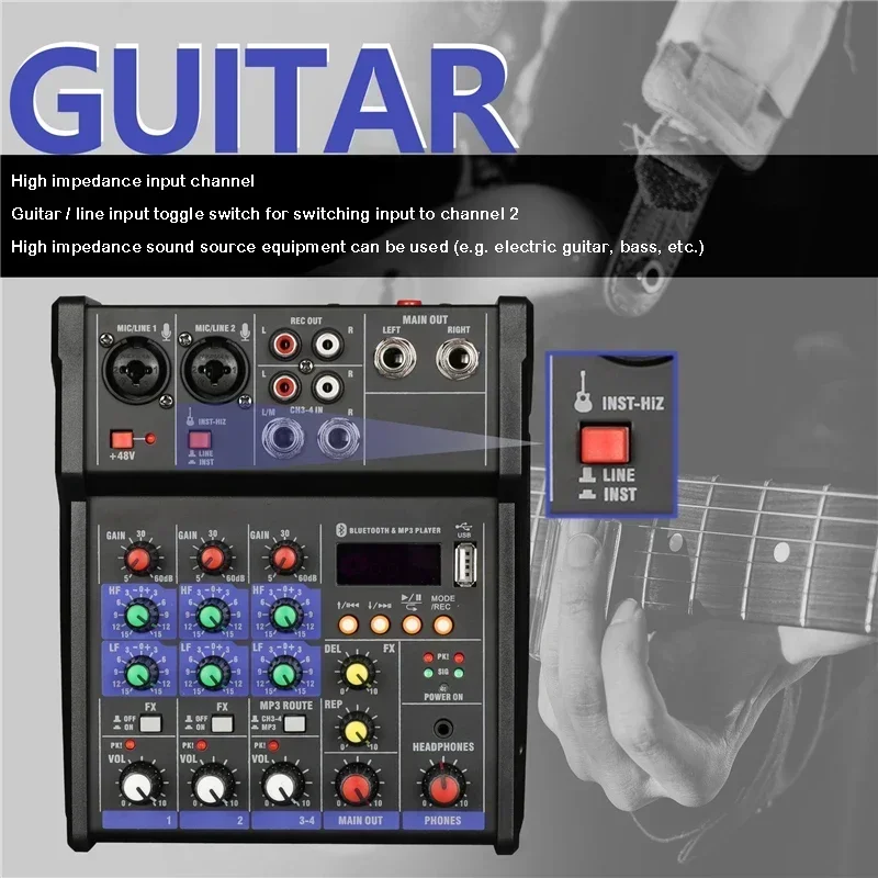 4 Channel USB Audio Mixer with - Audio Music Dj ulasan dan harga