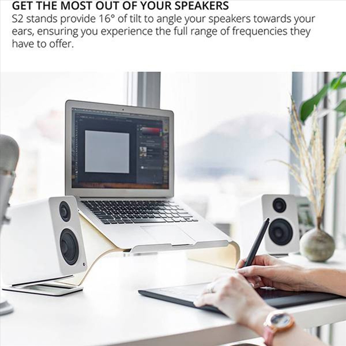 2Pack Tilted Computer Bookshel - Studio Monitor Speaker ulasan dan harga