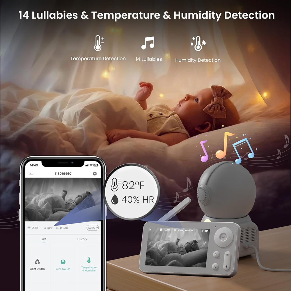 2K Baby Monitor with 2 Cameras - Audio Music For Video ulasan dan harga